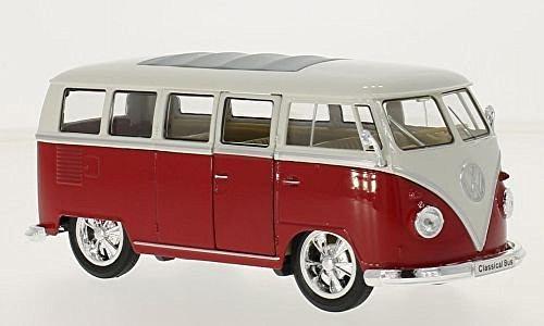 VW T1 Bus Low Rider, rot/Weiss, 1963, Modellauto, Fertigmodell, Welly 1:24
