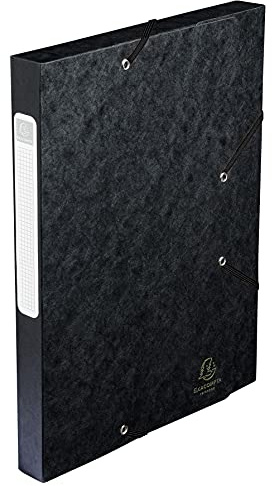 Exacompta - Ref 14016H - 1 CARTOBOX arkivbox med resårband - Levereras platt - 4 cm rygg - 7/10 glansig kartong - 600g/m² - Mått 25x33cm - A4 arkiveringsformat - Färg svart