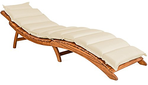 Detex® Liegenauflage Creme Wasserabweisend inkl. Kopfkissen 55% Baumwolle 30° Maschinenwaschbar Auflage Sonnenliege Garten Balkon Liege Kissen Polster Schwungliege