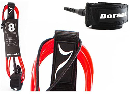 DORSAL Surf Leash for Surfboard Longboard SUP Leg Rope 10' Red