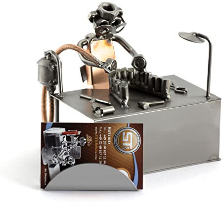 Steelman24 Schraubenmännchen Zahntechniker mit Kartenhalter | Made in Germany,Handarbeit,Geschenkidee,Stahlfigur,Metallfigur,Metallmännchen