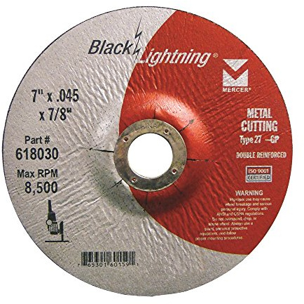 Mercer Industries 618030 - 7 x .045 x 7/8 Type 27 Black Lightning Cut-Off Wheels for Metal (25 pack)