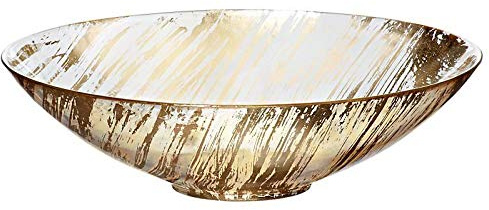 CRISTALICA Schale Obstschale Konfektschale 27 cm aus klarem Glas mit Golden Dust Gold Rand, elegante Glasschale für Dessert Snacks Servieren Küche Tischdeko & Osterdeko
