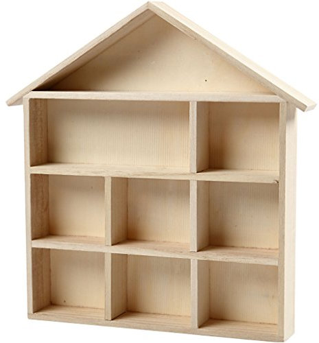 Creativ 100263 Regalsystem, Hausform, Größe 26 x 25,2 cm, H: 3,5 cm, Paulownia, 1 Stück