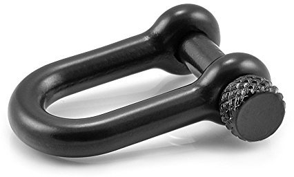 Manille droite en acier avec un axe à visser simple à manier, manille en forme de U, idéale avec les paracordes 550, confection de bracelets, grandeur: M, 33mm x 25mm, couleur: noir, de la marque Ganzoo – lot de 3 manilles