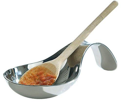 Premier Housewares 508027 Spoon Rest Spoon Holder Spoon Holder Rest Polished Stainless Steel Spoon Rest Kitchen Teabag Rest Teaspoon Rest 7 x 11 x 23 cm