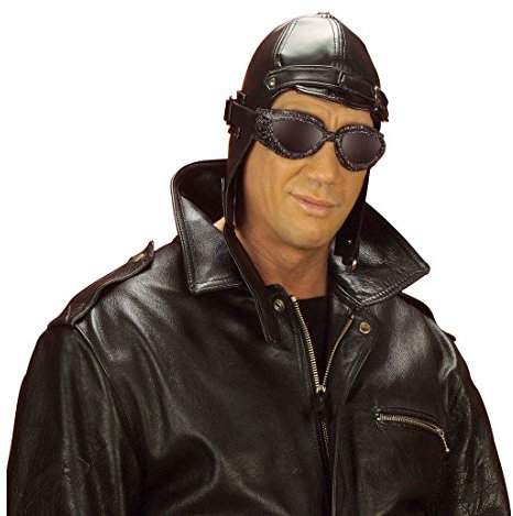 NET TOYS Fliegermütze Leder Look Fliegerkappe Pilotenmütze Pilotenkappe Ledermütze Flieger Mütze Kappe