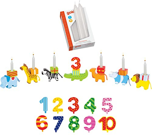 Goki goki - Tren de cumpleaños con números del 1 al 10, 10 velas, color blanco