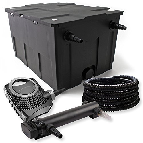 SunSun Kit complet: CBF-550 Filtre de bassin jusqu'à 60000 L Biologique, NEO7000 SuperEco pompe de filtration 7000l/h 50W, CUV-318 lampe uv UVC Clarificateur avec 18W, 25m Tuyau 25 mm (1)