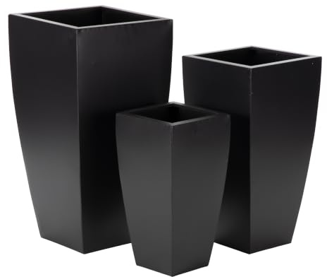 Deco 79 Pflanzgefäß aus Metall mit konischer Basis, 3er-Set, 20, 25, 30 H, Dunkelgrau