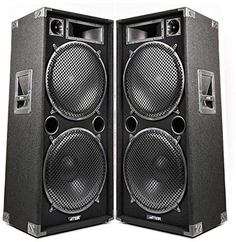 MAX215 Dual 15 Passive DJ PA Speaker Pair, 4000W – PA Speakers Solution for DJs, Events, and Karaoke, Full Range 3-Way Speaker Set with Bullet Tweeter, 8 Ohm, Carpeted Cabinet, Handles, 100dB SPL