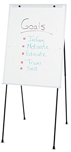 Quartet Easel, Dry-Erase, Steel, Dual-Purpose Writing Board/Flipchart, Total Erase, 29 x 40, Black Frame (81E)