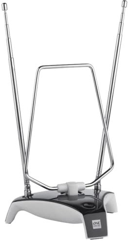 One For All - Antena de TV para Interior Amplificada - Recibe TDT en un Rango de 5km - Antena HDTV Digital - Incluye Cable Coaxial de Alto Rendimiento - VHF/UHF - Gris - SV9305
