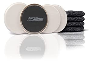 Super Sliders 3 1/2 Reusable 2-in-1 Furniture Carpet Sliders with Hardwood Socks to Slide Items Easily without Damage Across Any Surface, Beige (4 Pieces)