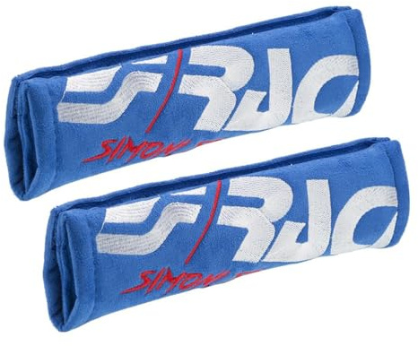 Simoni Racing CC3/B Kit 2 Cuscinetti Copricintura di Sicurezza in Microfibra Blu, Imbottiti con Chiusura in Velcro, Universali per Auto e Camion, Protezione dalla Cintura sulle Spalle e sul Collo