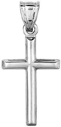 Weißgold, glänzend, rund, Kreuzanhänger, Metall Weißgold Metall