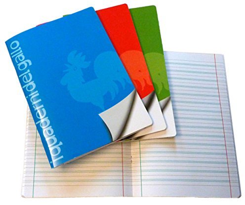 I Quaderni del Gallo 4 carnets spéciaux pour dysgraphie et dyslexie avec des lignes divisées en trois (B)
