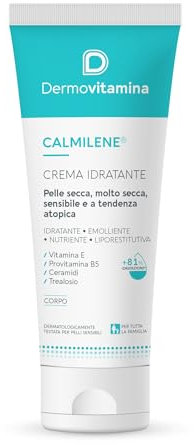 Dermovitamina Calmilene Crema Idratante 250 ml - Crema Corpo ad Azione Prolungata, Nutriente, Liporestitutiva ed Emolliente - Con Vitamina E e Ceramidi - Indicata per Adulti e Bambini