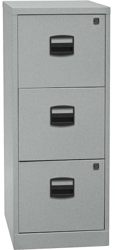 Bisley Home Hängeregistraturschrank PFA, 3 HR-Schubladen, Metall, 355 Silber, 40 x 41.3 x 101.5 cm | 3 Schübe, silber