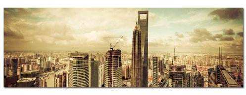 PANORAMA BILD 150x50cm (City Skyline) Wandbilder Bilder EXKLUSIVES Fotowandbild auf Leinwand und Keilrahmen Bild Leinwandbild Fotodruck modern Zeitlos Stilvoll wie ein Gemälde