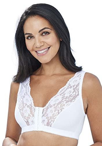 Eden House Ladies Cotton Lace Front Fastening Magic Bra White 22