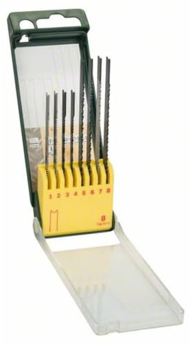 Bosch Accessories 8-teiliges Stichsägeblatt-Set, U-Schaft, für Holz, Metall, Kunststoff, 2607019459