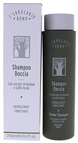 L'Erbolario Shampoo Doccia Uomo, Detergente per Corpo e Capelli Energizzante e Tonificante con Estratto di Bamboo e Caffè Verde, Formato 250ml
