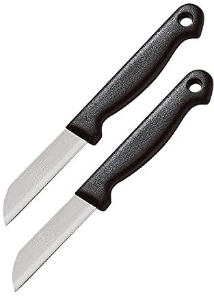 Westmark Set di coltelli da cucina per sbucciare, 2 pz., Con lama dritta, Lunghezza lama: 6,5 cm l'uno, Acciaio inox/Plastica, Techno, Argento/Nero, 13512280