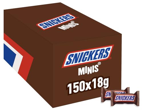 Snickers Schokoriegel, Erdnüsse, Karamell, Großpackung, 150 x 18 g | Schokoriegel mit Erdnüssen, Karamell und Vollmilchschokolade, ideal als sättigender Snack für unterwegs und im Büro