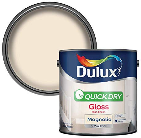 Dulux Quick Dry Gloss Paint For Wood And Metal - Magnolia 2. 5 Litres