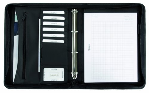 Alassio Ringbuchmappe RONDO, DIN A4, Lederimitat, schwarz VE = 1