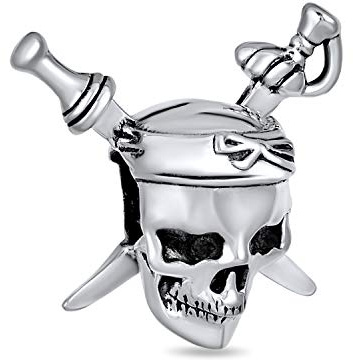Perle De Charme Halloween Squelette Ou Pirate Crâne Crossbones Pour Femmes Ados .925 Argent Sterling Pour Bracelet Européen