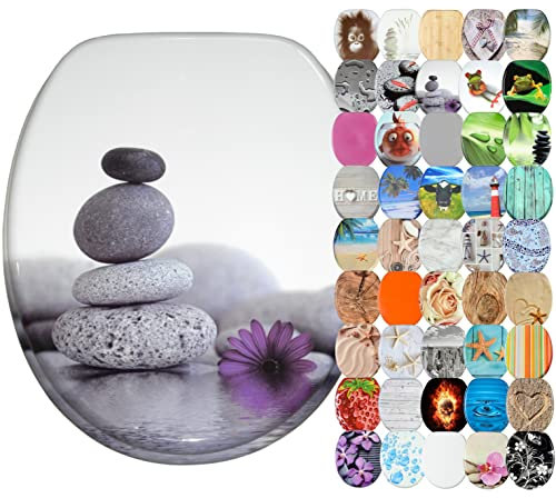 Sanilo WC Sitz ohne Absenkautomatik, viele neue Toilettendeckel zur Auswahl, hochwertige Oberfläche, stabile Scharniere, leichte Montage (Energy Stones)