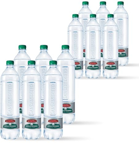 Acqua San Benedetto Effervescente Naturale 1l x 12 | Acqua San Benedetto Cutolo Rionero Tower | Confezione da 12 Bottiglie in PET da 1000ml
