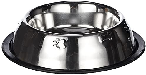 ARQUIVET Gamelle inoxydable antidérapant décorée- 450 ml / 20 cm - base non glissante - chiens et chats - Récipient de nourriture pour animaux de compagnie