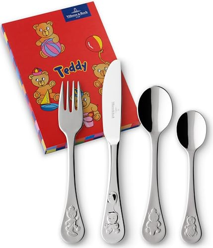 Villeroy & Boch - Kid's Dining Posate per Bambini Argento, Lavabile In Lavastoviglie, Set, Forchett Posat Platino, Acciaio Inossidabile