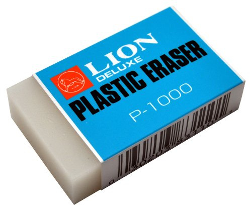 LION Durchscheinender weißer großer Kunststoff-Radiergummi, 1 Radiergummi (P-1000)