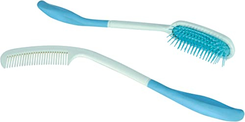 Disability Mobility Aid Help Easy To Use Lightweight Long Handled Hair Brush and Comb Set