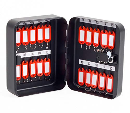 ProfiOffice OfficeForce® Schlüsselkasten mit Zahlencode, Modell Tresor Schlüsselschrank für 20 Schlüssel, Wandmontage, schwarz (20090)