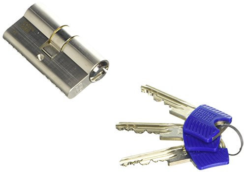 WINKHAUS hochwertiger, profesioneller Einbaudoppel-Profil-Zylinder key Tec RPE, 30/30 mm, Messing vernickelt matt mit je 3 Schlüssel, 1 Stück, RPE51BWECR N 30/30
