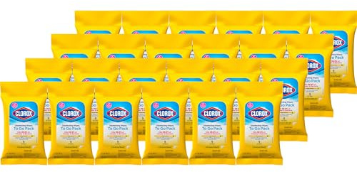 Clorox Disinfecting Wipes On The Go Travel Wipes, Dorm Room Essentials, Crisp Lemon, 9 Count (Package May Vary)