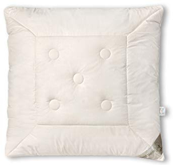 franknatur Kopfkissen 80x80 Bio Schurwolle und Baumwolle Kissen Nadia-1 | Füllung aus 100% Bio Merinowolle-Vlies, Bezug 100% Bio Baumwolle, stützend, atmungsaktiv, waschbar, Oeko-TEX