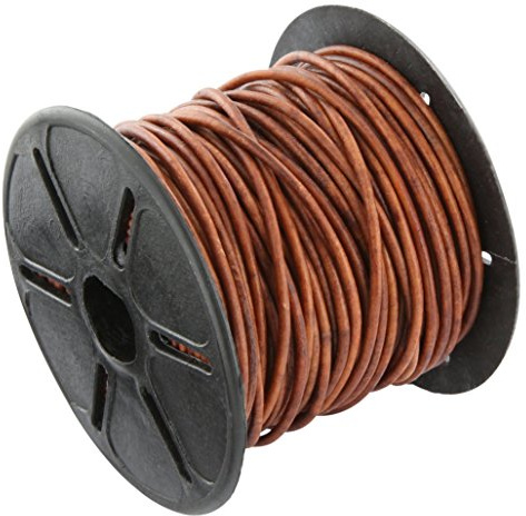 AURORIS - 10m Rolle Lederband rund - Ø 2mm - antik-hellbraun