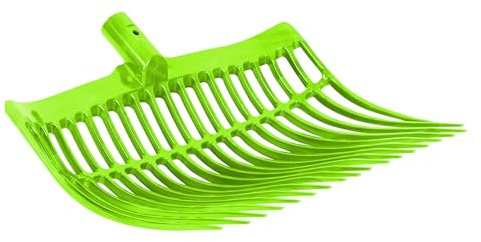 horizont Schwedengabel hellgrün, aus stabilem Kunststoff, 40 cm breit, 18 Zinken, Heugabel für Pferd, Hof und Stall, Dunggabel ohne Stiel, Mistgabel, Bollengabel
