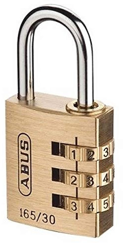 ABUS Combination Lock 165/30 - Individually Adjustable 3-Digit Code - for Bags and suitcases - Brass Body with Steel Shackle - Security Level 3