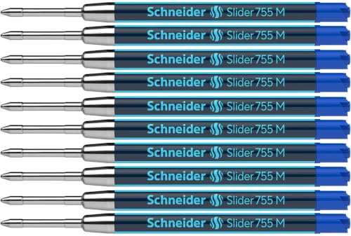 Schneider 175603 Slider 755 Ersatzmine (ViscoGlide-Technologie, dokumentenecht, M=Mittel) 10er Packung, blau