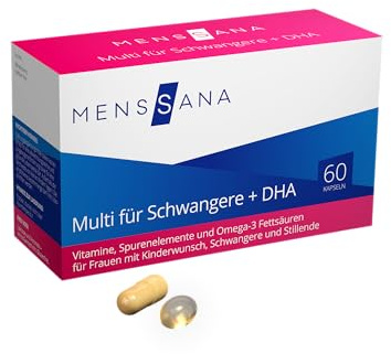 Multi für Schwangere + DHA MensSana – Vitamine, Mineralstoffe & Omega-3 – für Schwangerschaft, Kinderwunsch & Stillzeit – 60 Kapseln