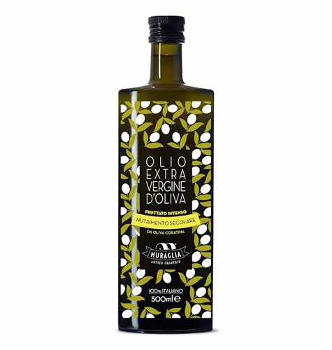 Frantoio Muraglia, Bottiglia in Vetro con Olio Extra Vergine d'Oliva Essenza Fruttato Intenso da 500ml