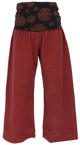 Guru-Boutique, Pantalon Large Marlene, Pantalon de Bien-être, Pantalon de Yoga, Pantalon Boho Avec Ceinture Large, Rouge Foncé, Ducoton, Size:M (40), Pantalons Longs
