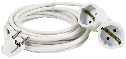 REV Rallonge électrique avec Double couplage 3 m Intérieur 3680 W Blanc